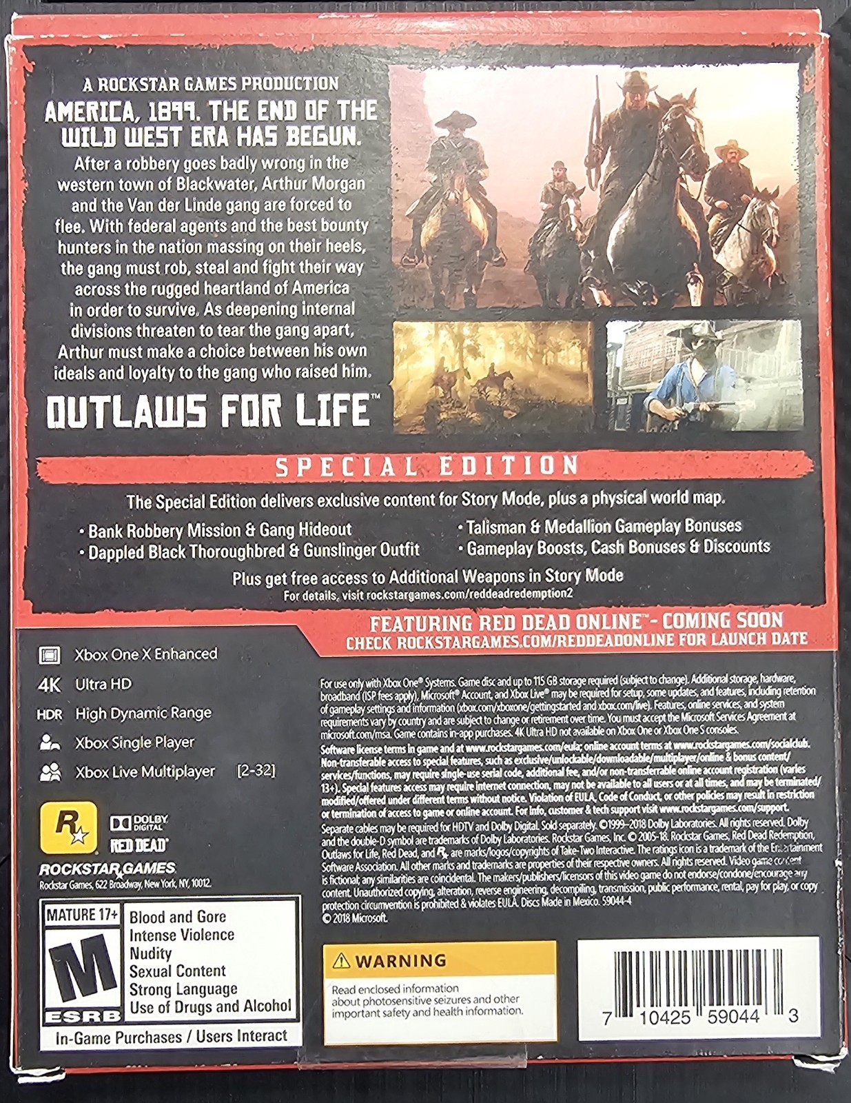 Red Dead Redemption II Special Edition Xbox One 4K UHD HDR Xbox One X Enhanced