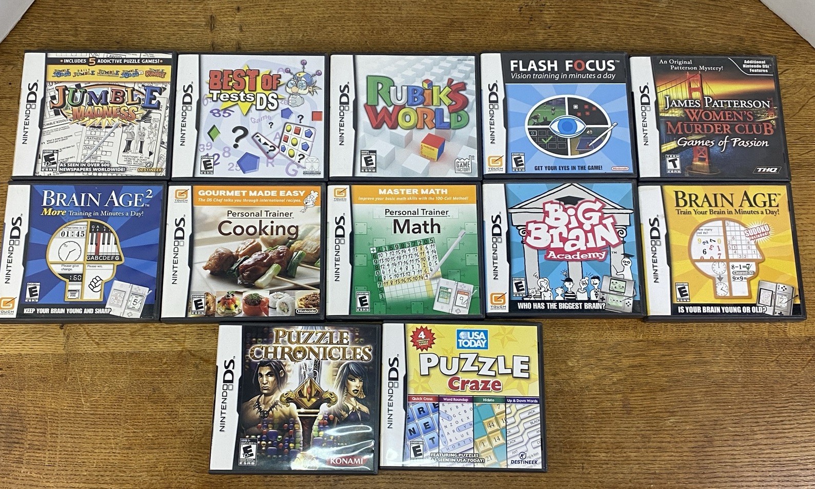 Nintendo DS 24 Game Lot 9 New Sealed & 15 CIB Tested Brain Age Puzzle Jeopardy +