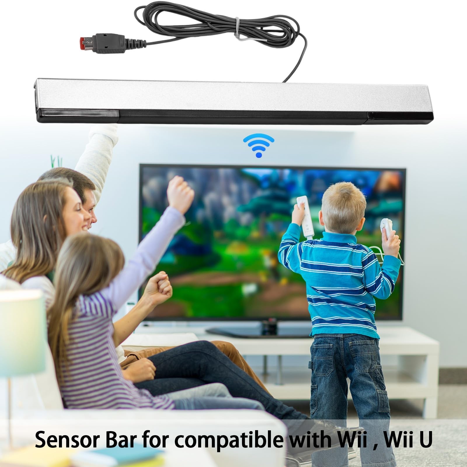 4 Pcs Wired Infrared Motion Sensor Bar for Nintendo Wii U – 6.6 ft Replacement w