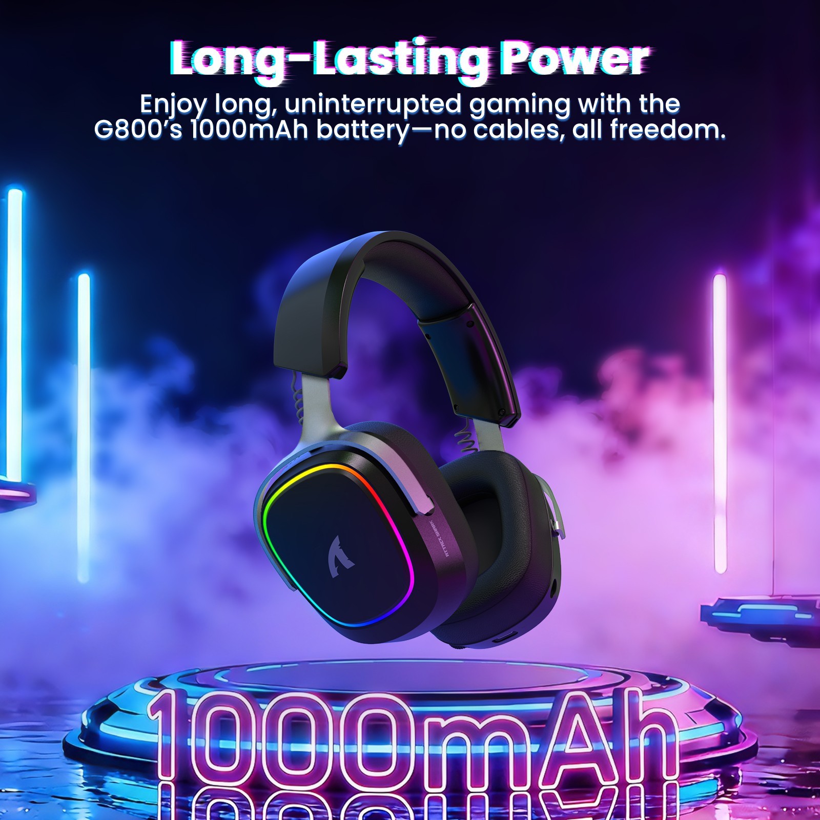 ATTACK SHARK G800 Wireless Gaming Headset Detachable Mics, Aluminum Alloy Frame