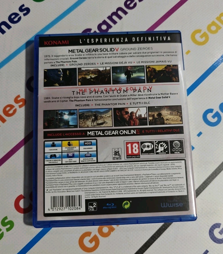 PS4 METAL GEAR SOLID V DEFINITIVE EDITION MINT ITALIAN COVER ITALY
