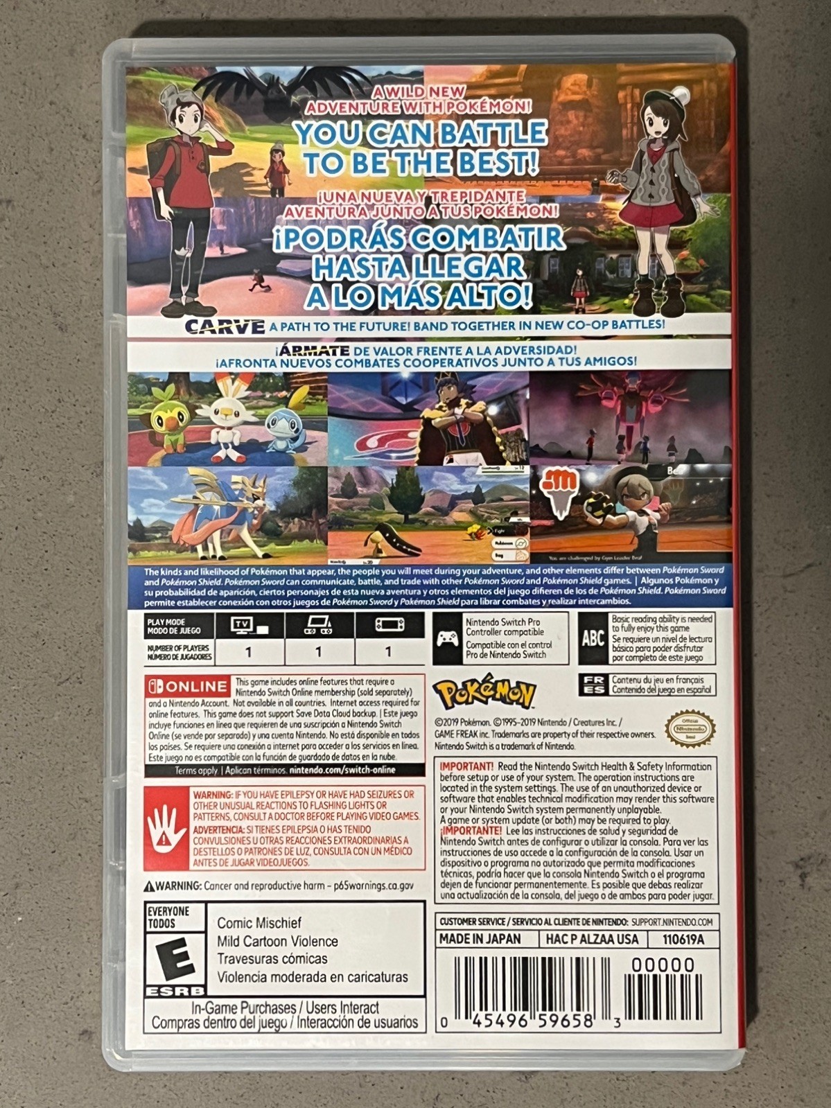 Pokemon Sword Nintendo Switch Video Game Cartridge with Case