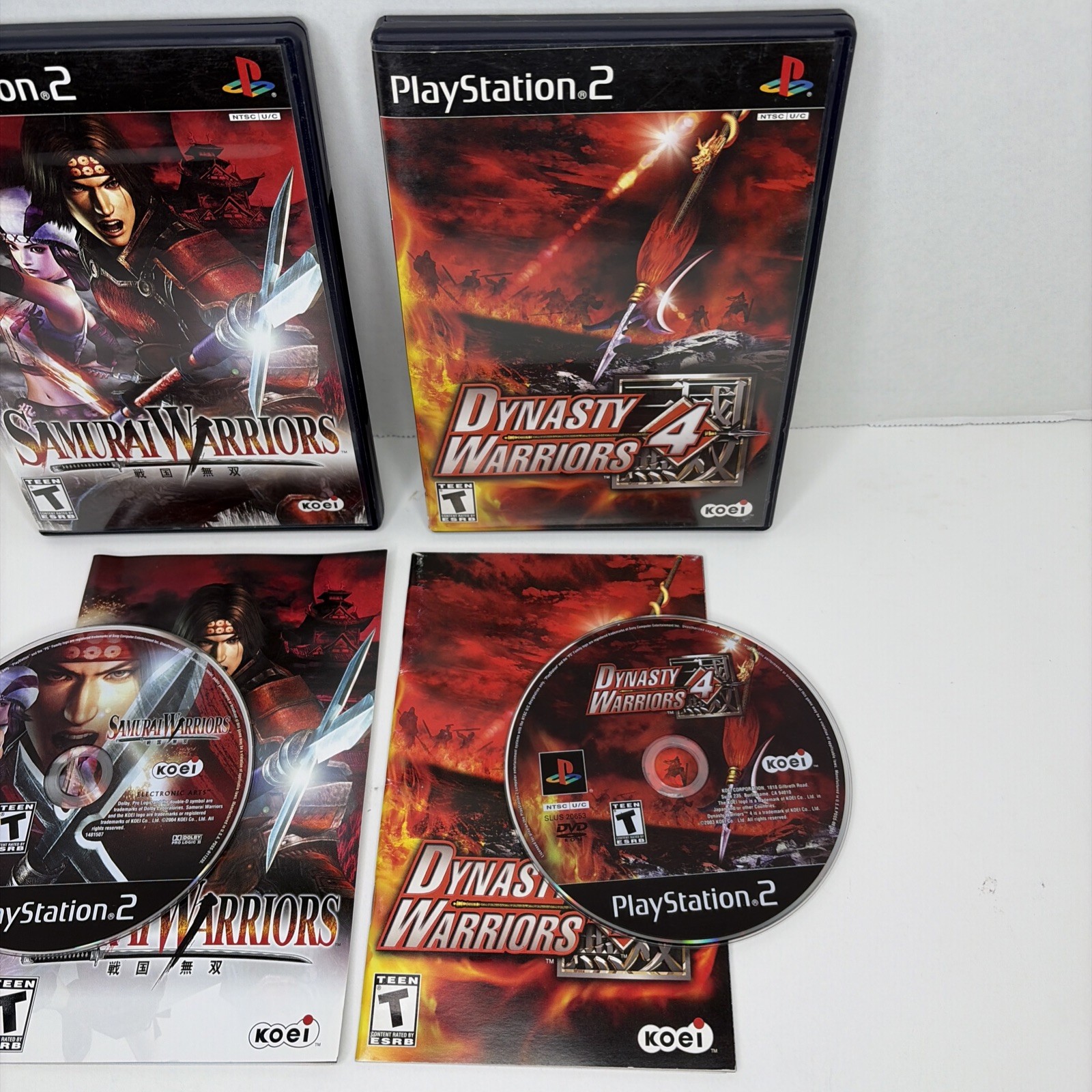 Dynasty Warriors 4 + Samurai Warriors PS2 Lot PlayStation 2 Complete CIB TESTED