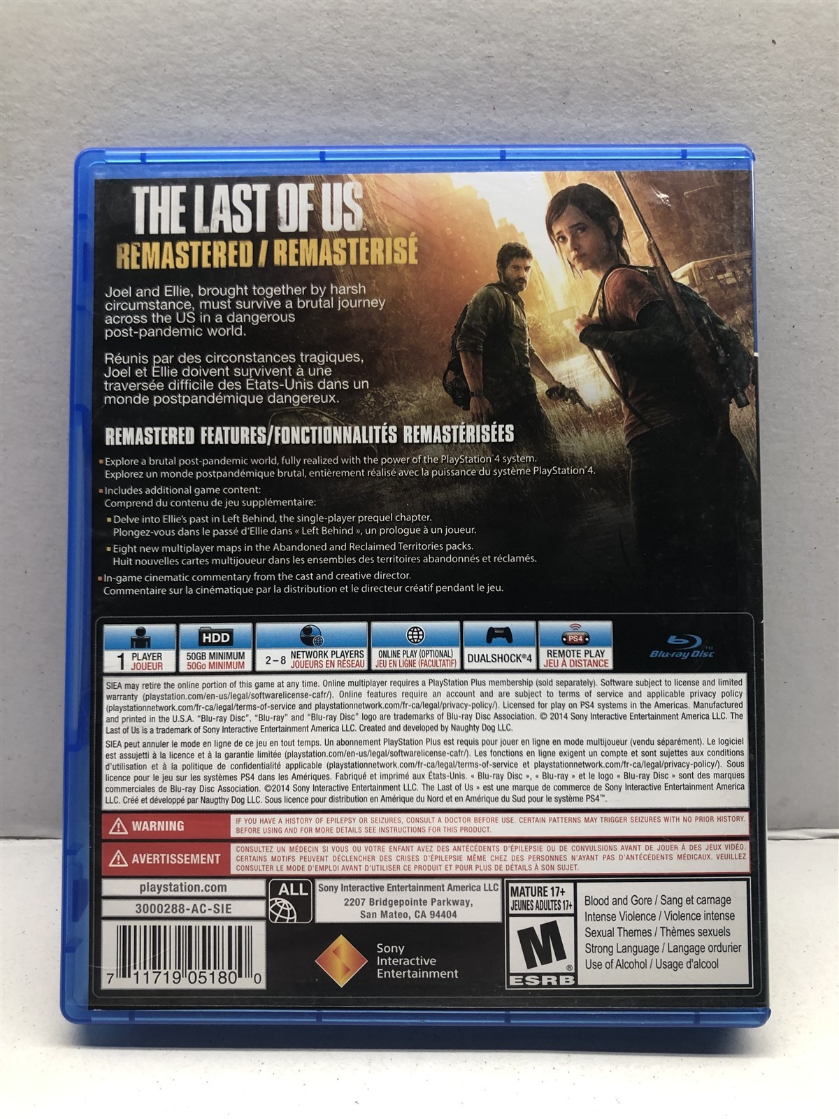 The Last of Us Remastered (PlayStation 4, 2014) Complete Tested Working