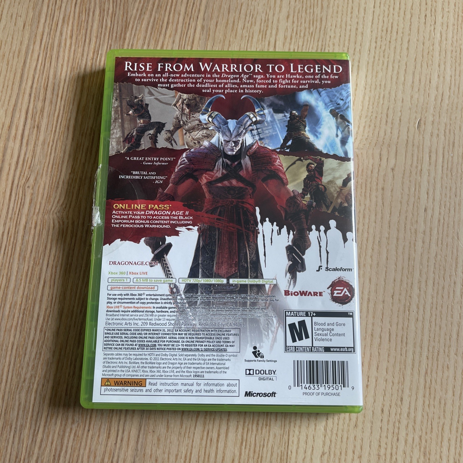 Dragon Age II (Microsoft Xbox 360) CIB Tested