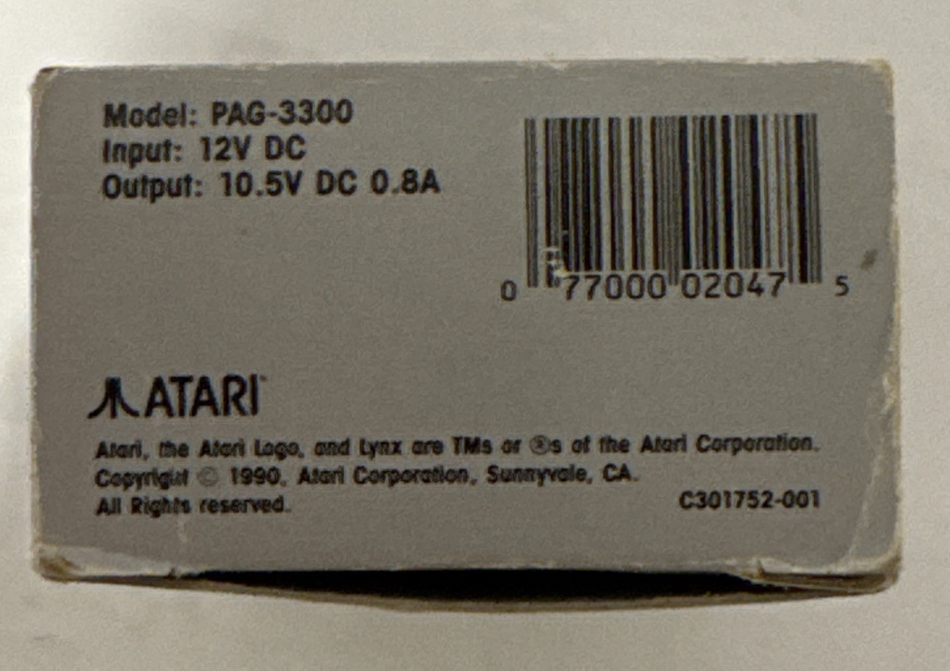 Atari Lynx Cigarette Lighter Adaptor Model PAG 3300 Vintage New Opened Box