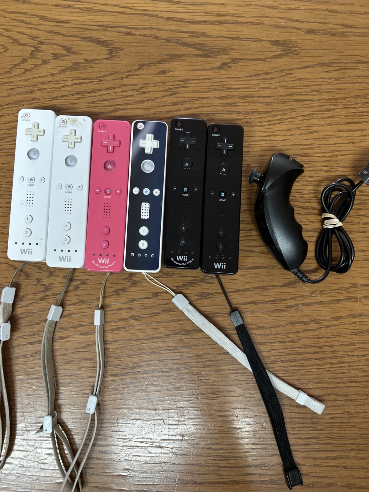 Lot Of 6 Untested Wii Remotes + 1 Nunchuck Various Colors Nintendo Defective