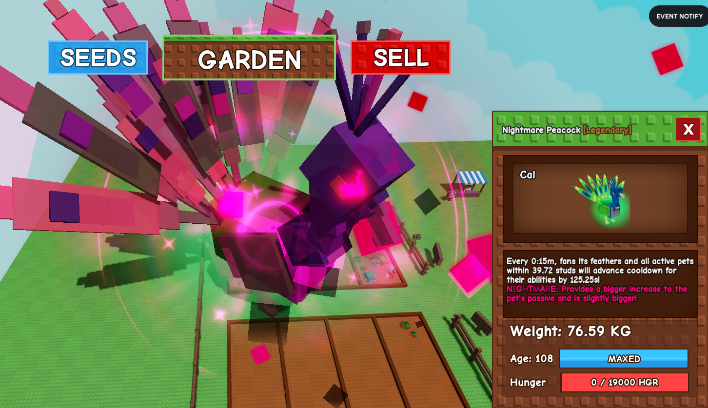 Huge Nightmare Peacock 15s! 76.59Kg! – Grow A Garden – Roblox! – Fast & Easy!