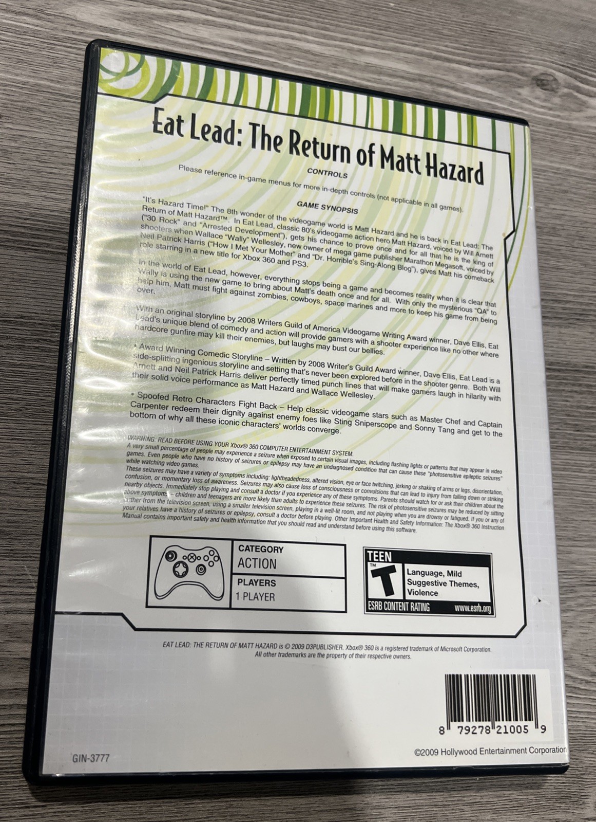 Eat Lead: The Return of Matt Hazard (Xbox 360) Rare – NO Manual – FREE SHIP!