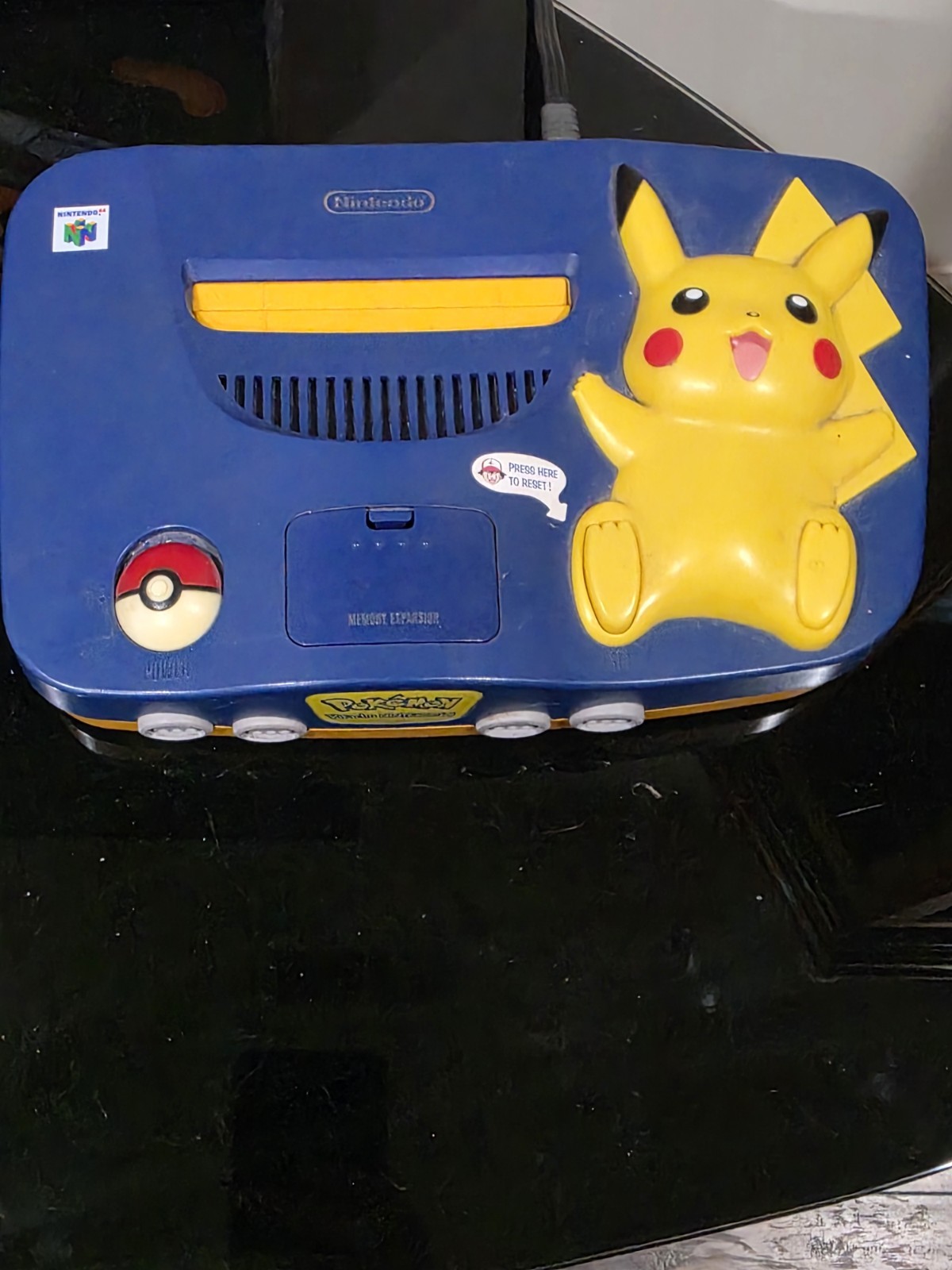 Pikachu Nintendo 64 W Cables, No Controller, Still Has Original Sticker