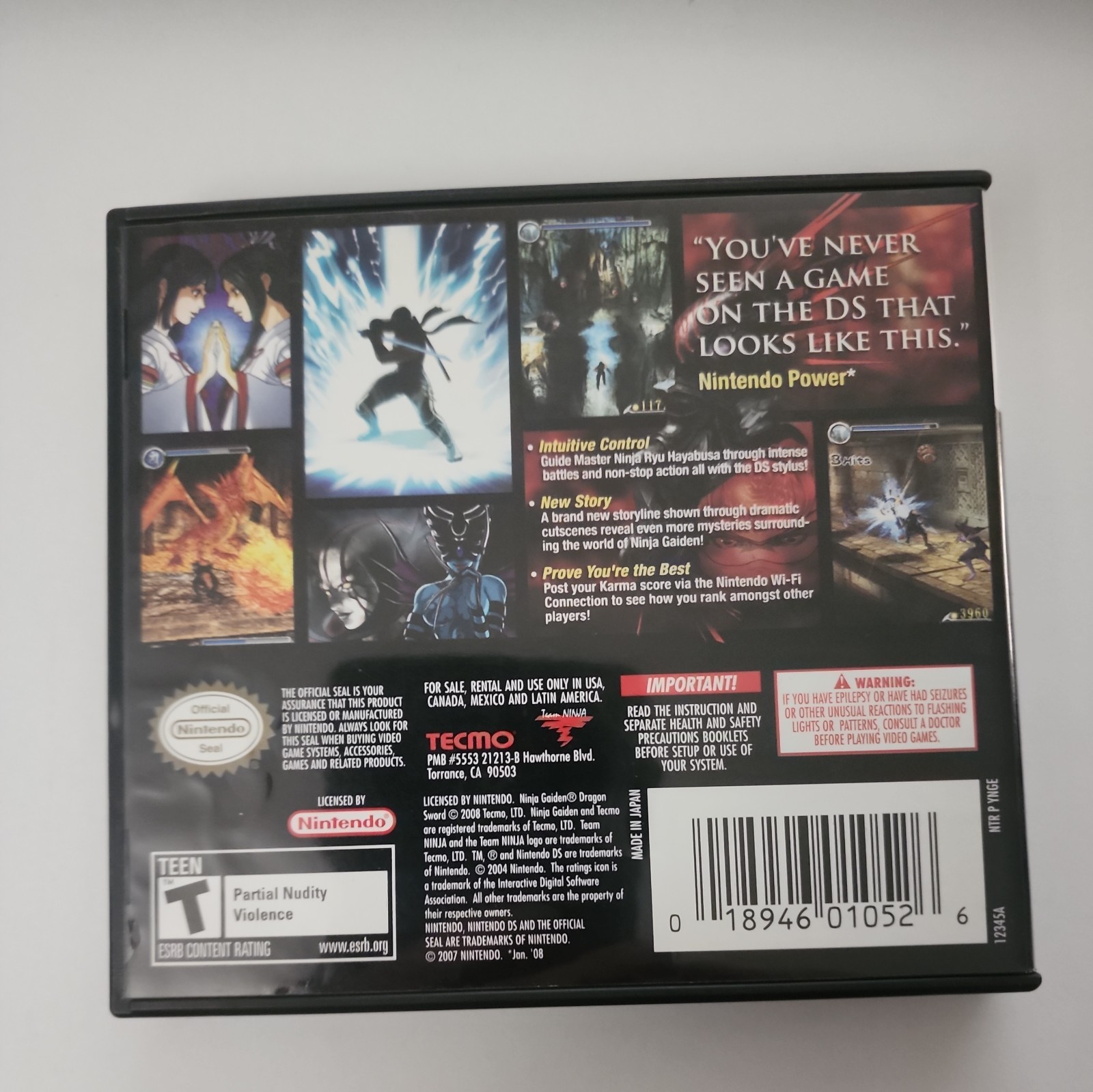 Ninja Gaiden Dragon Sword Nintendo DS, 2008 CIB w’ Reg Card & Manual