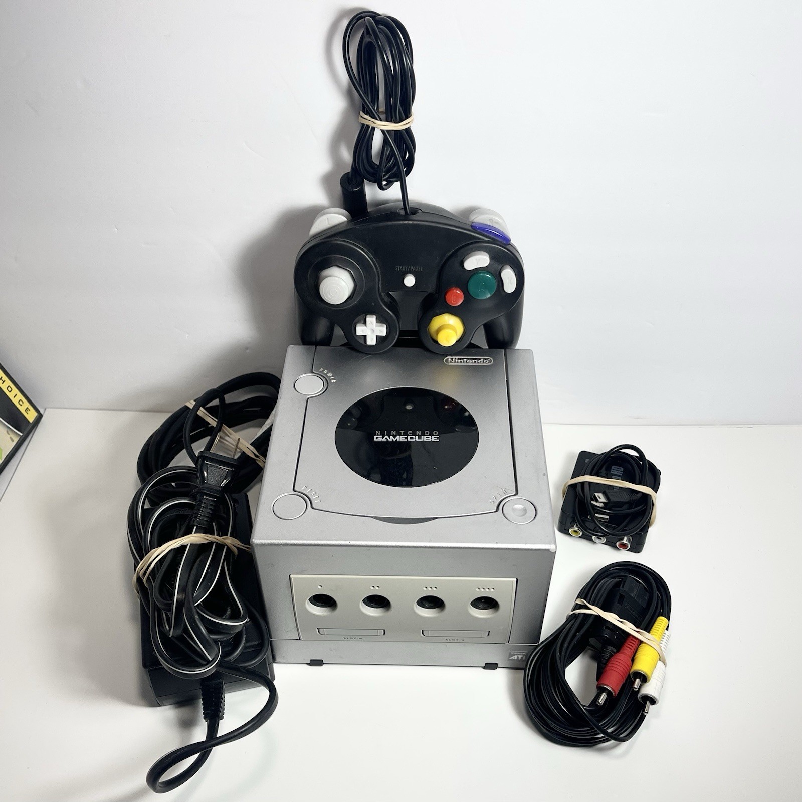 Nintendo GameCube Console Bundle Tested/Working Silver DOL-001 Controller, Cords