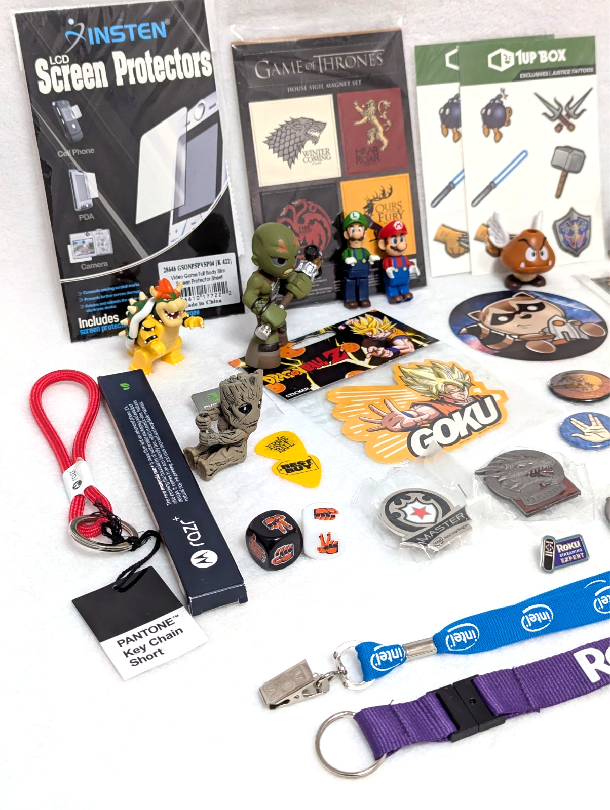 Gaming Collectibles Lot Nintendo Fallout Funko Pins Figures Lanyards Stickers
