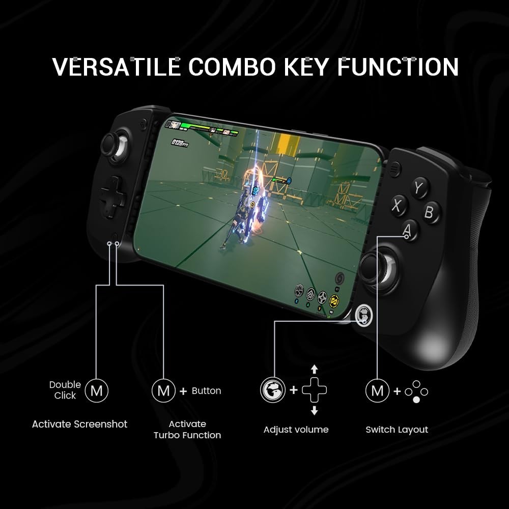 Mobile Gaming Controller for Android & iPhone 15/16, Hall Effect Joystick, Ergon