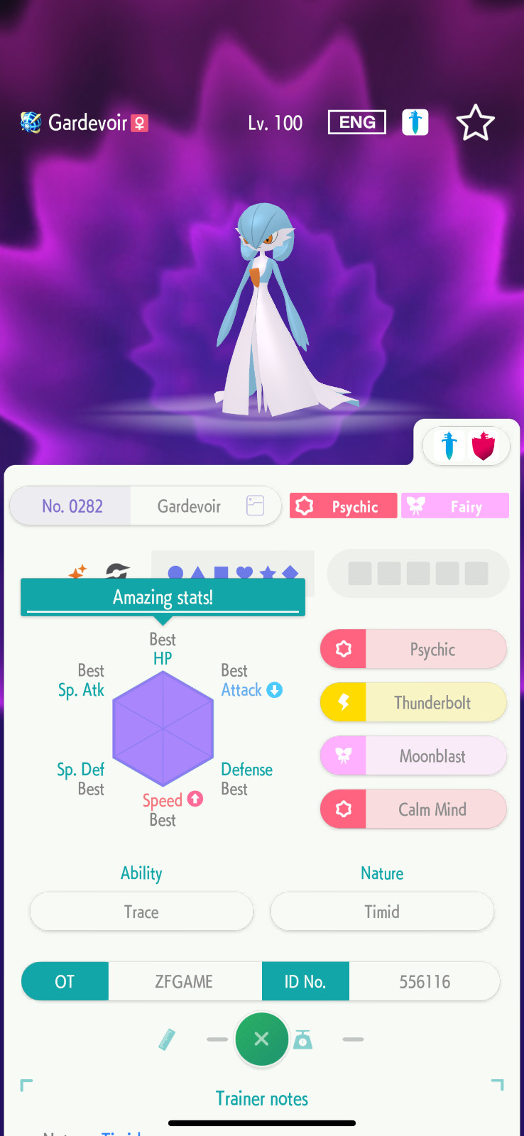 ✨6IV SHINY Gardevoir + EVS🚀 POKEMON HOME✨Champions✨Online delivery⚡