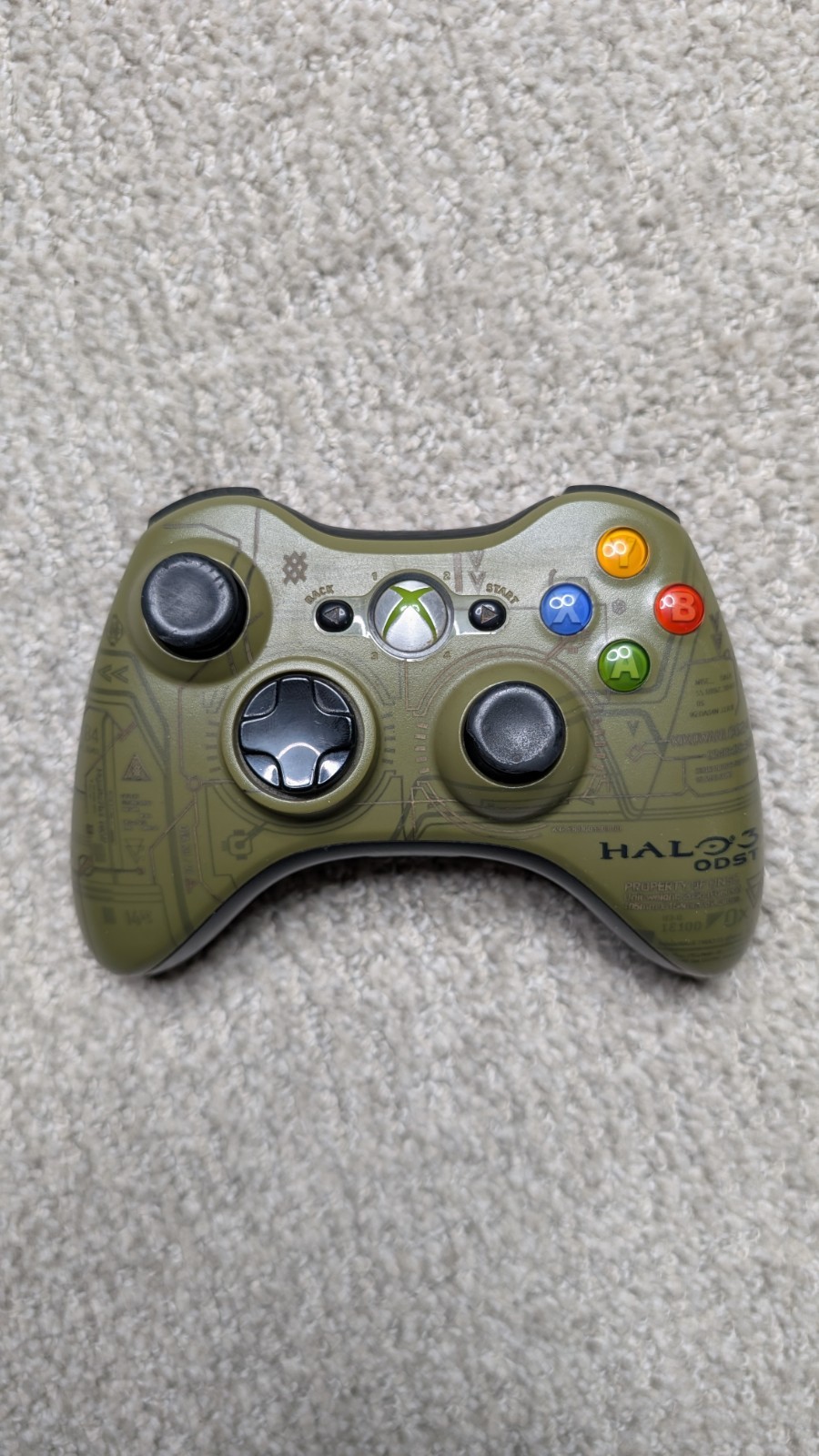 Xbox 360 Halo 3 ODST Green Controller Working Condition Tested