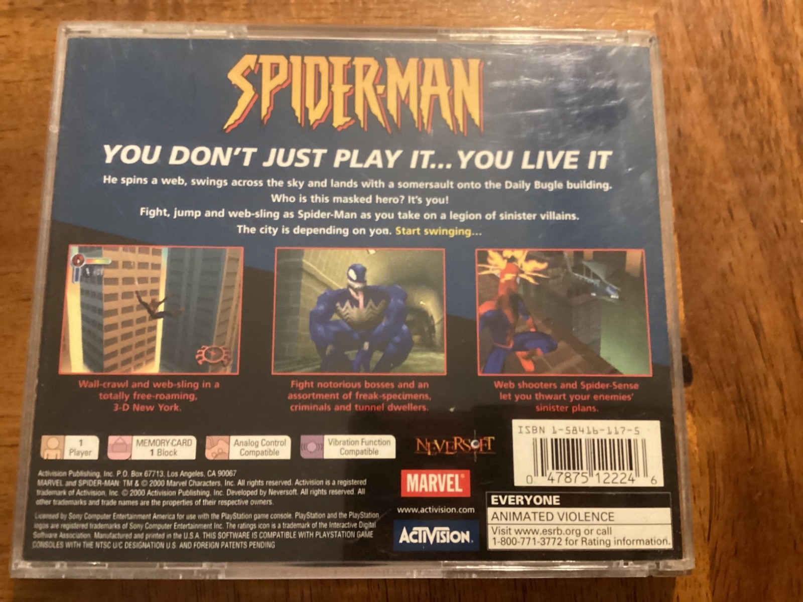 Activision Spider-Man PS1 NTSC-U/C (US/CA) E-Everyone Manual Included