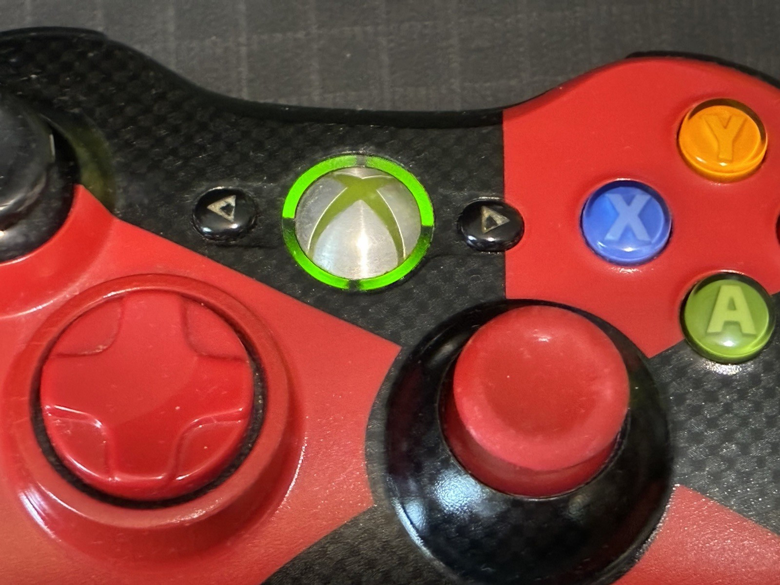 Microsoft Xbox 360 Controller Radioactive Black Red Lights Up Untested