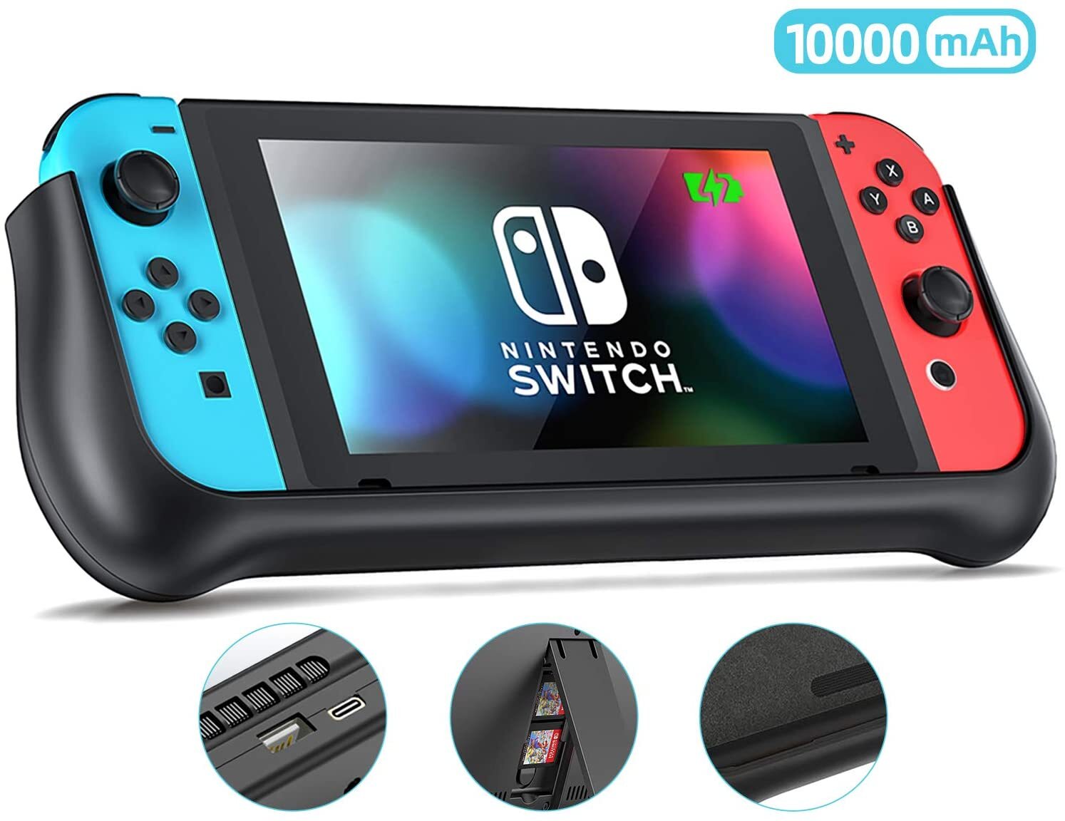 NEWDERY External Battery Station for Nintendo Switch/Switch OLED Charger Case