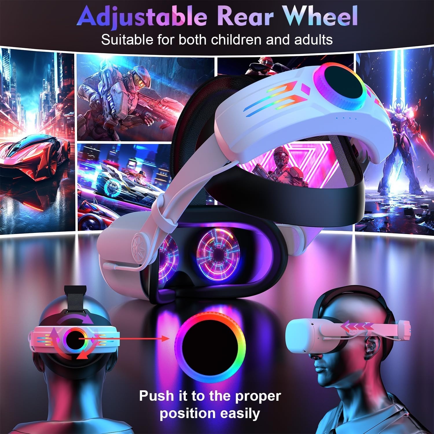BROKELIT RGB Head Strap with 12000mAh Battery for Oculus Quest 2