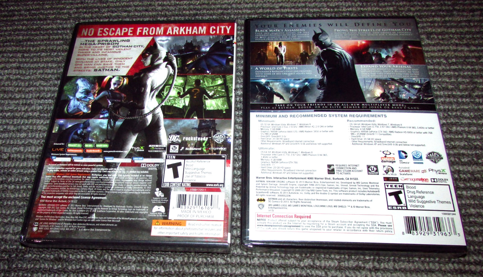 Batman: Arkham Origins & Arkham City (PC, DVD-Rom) Brand New / Fast Shipping