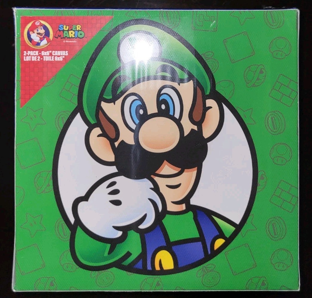 Super Mario 6×6″ Canvas Tiles Mario Luigi Nintendo PyramidAmerica New & Sealed