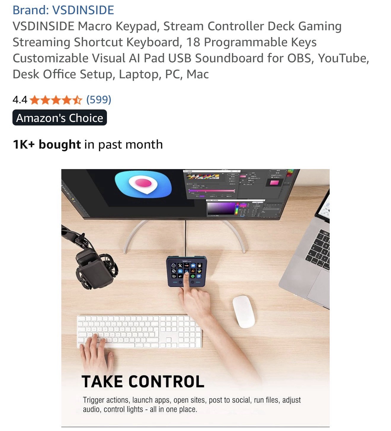 VSDINSIDE Macro Keypad, Stream Controller Deck Gaming Streaming Shortcut