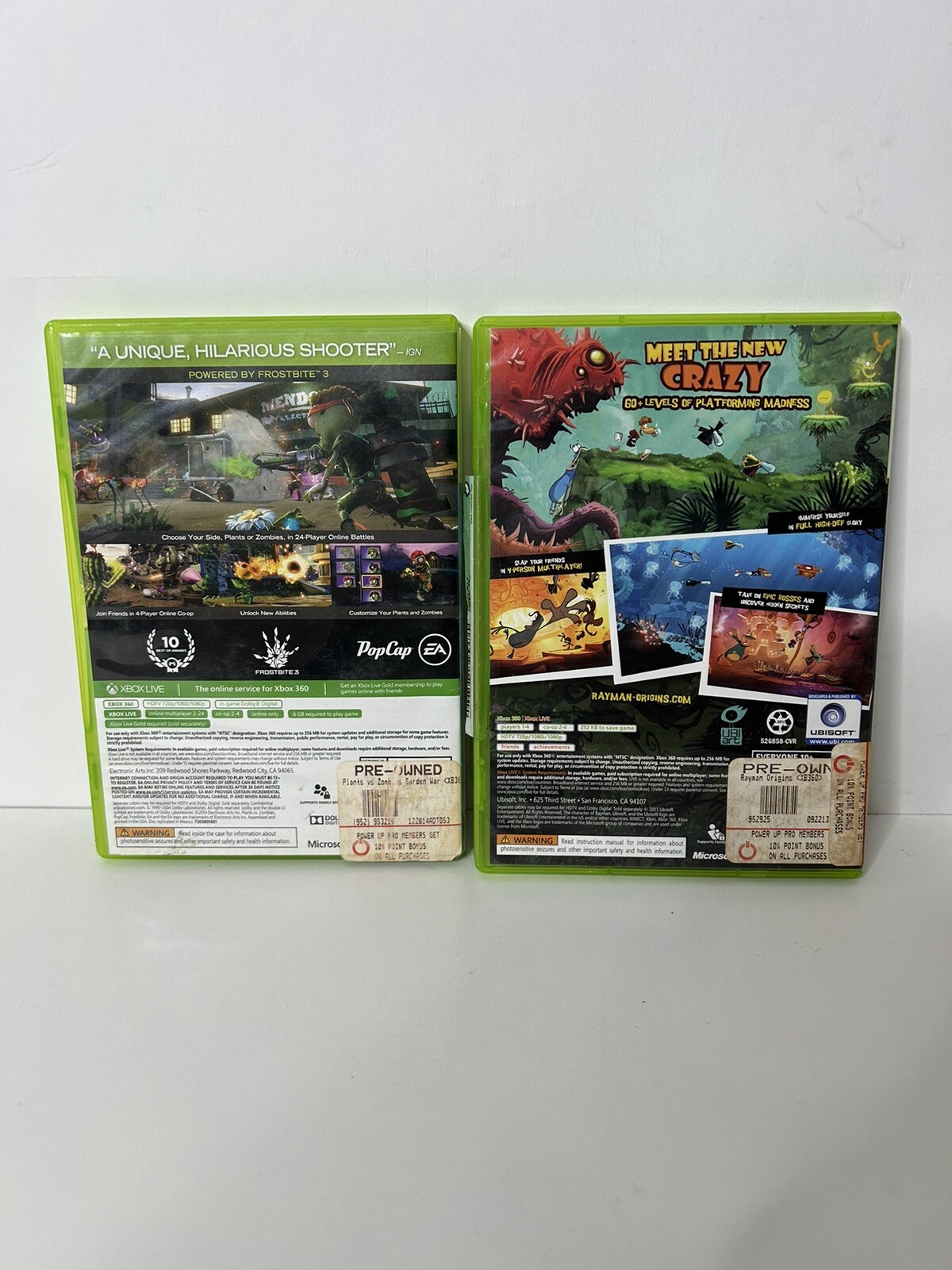 Xbox 360 Rayman Origins PVZ Plants vs Zombies Garden Warfare Lot