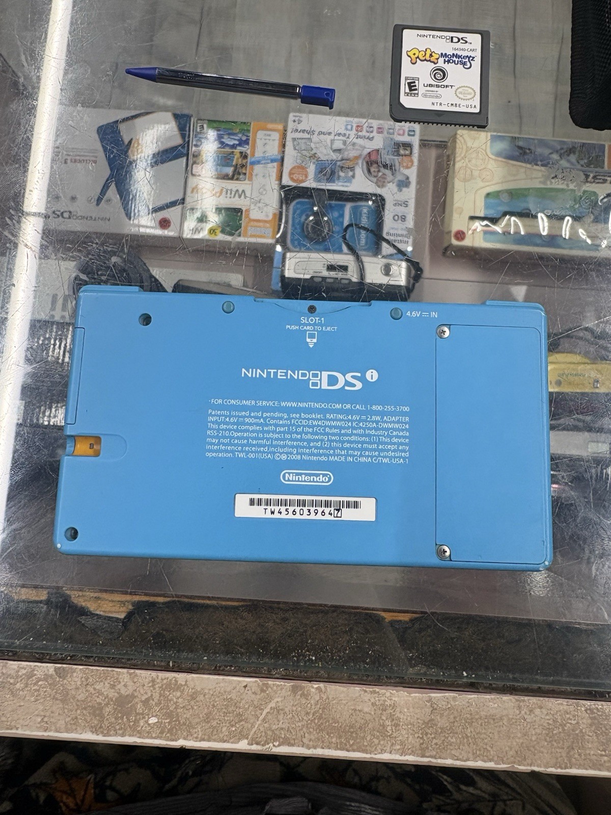 Nintendo DSi Blue Handheld TWL-001 w/ Charger, Stylus, Case, Petz Game – Tested
