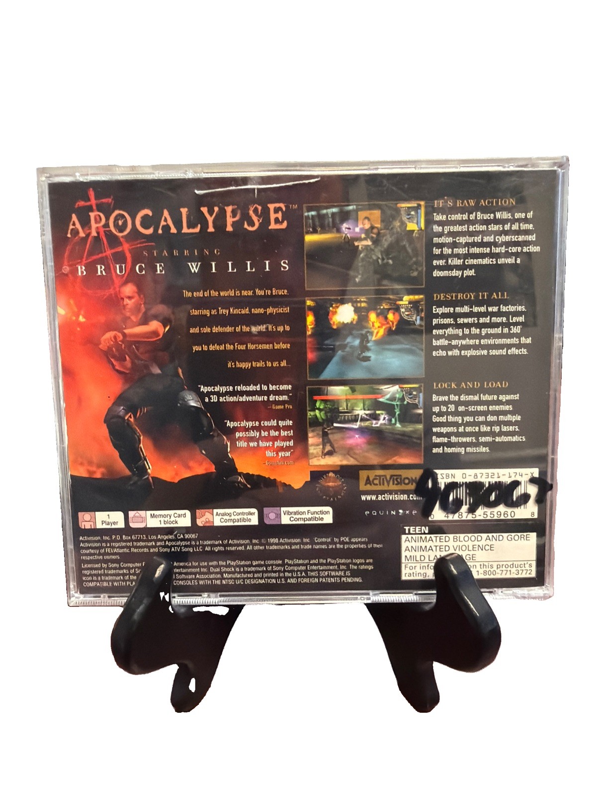 Sony PlayStation 1 1998 Apocalypse Bruce Willis Black Label CIB Untested