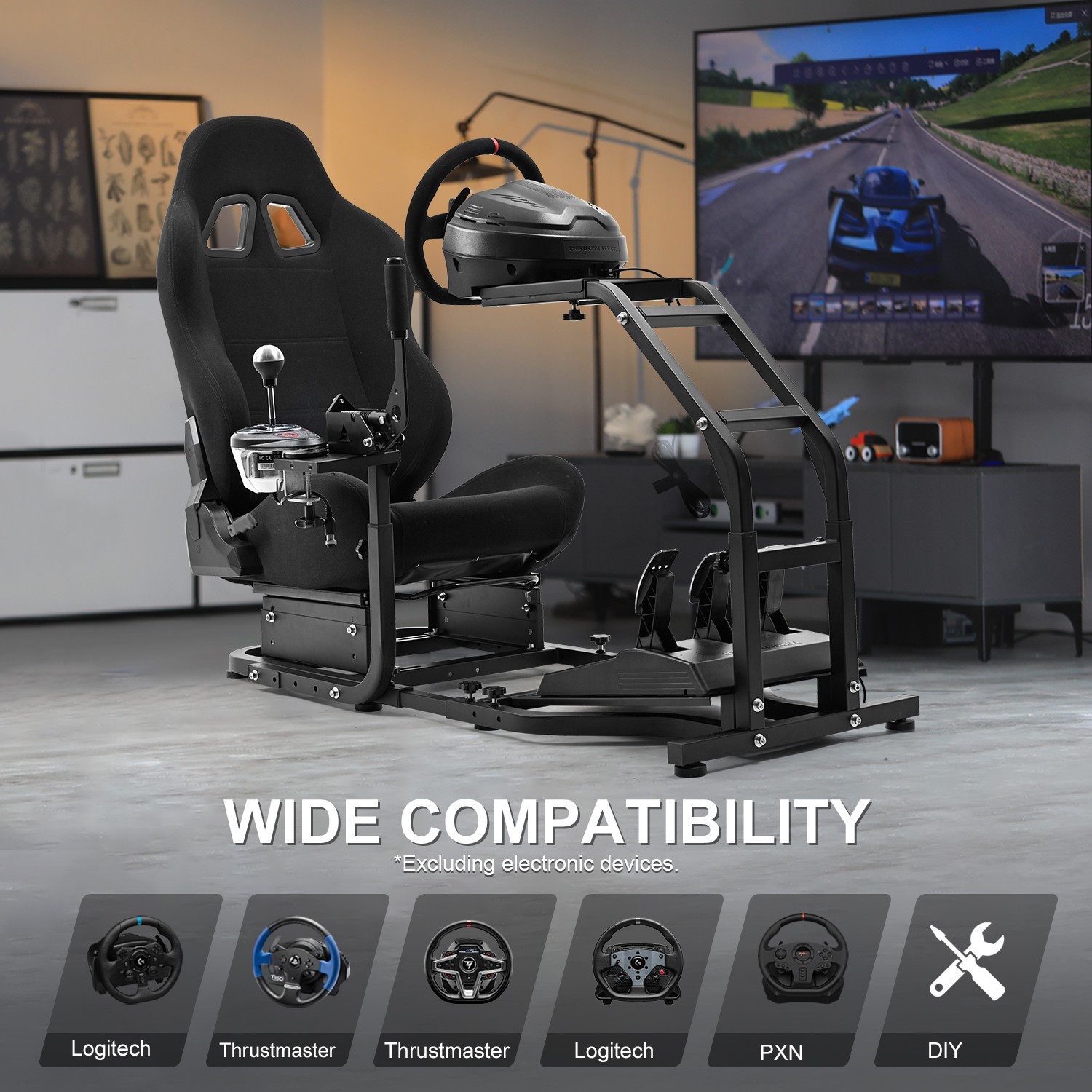 Marada Racing Simulator Cockpit G29 Wheel Stand With Seat Fit Logitech G920 G923