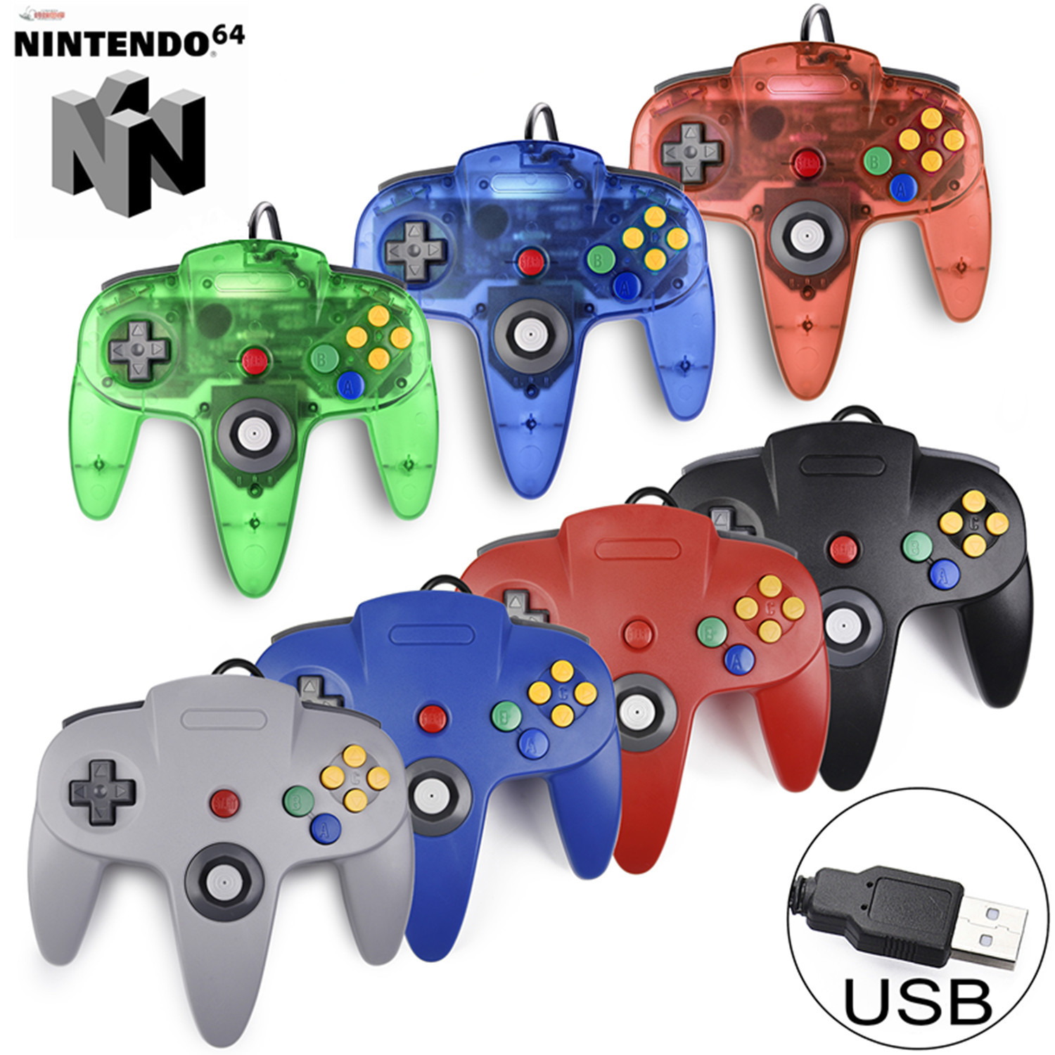 Wired USB N64 SNES Controller Game Pad Joypad for Windows PC Raspberry/Xbox 360