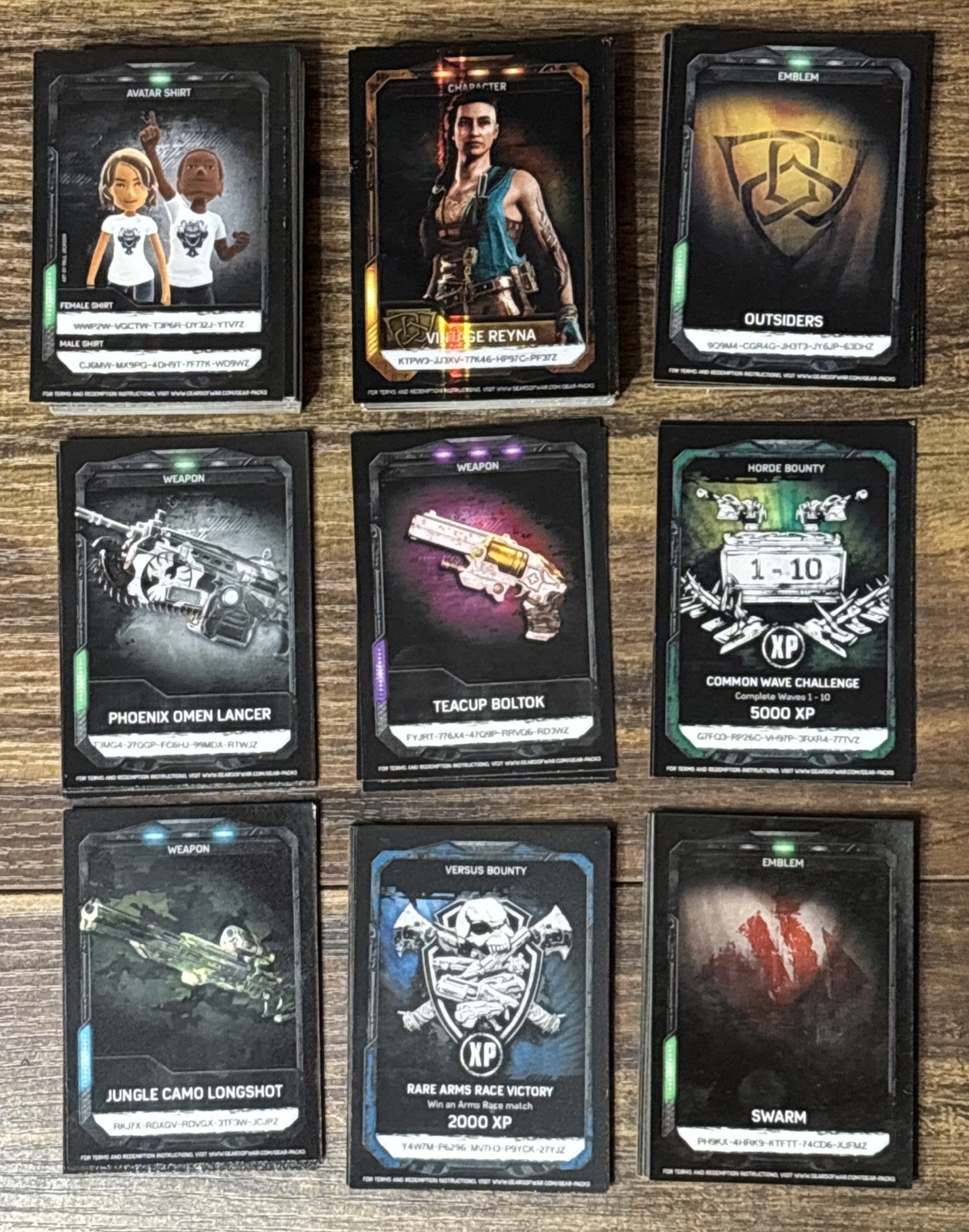 Gears of War 4 Promo Cards Bulk Lot 205 Pc Reyna Lancer Horde Bounty Stickers