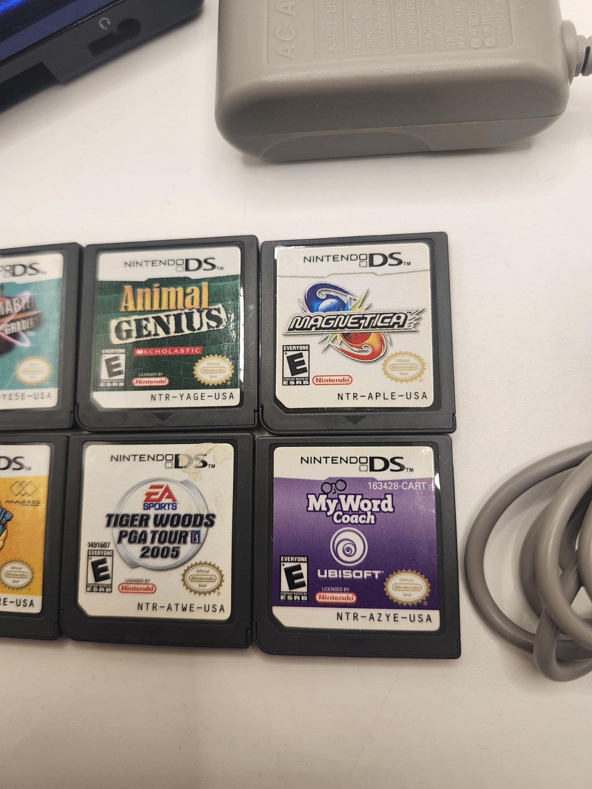 Nintendo DS Lite Console USG-001 Cobalt Blue/Black Charger TESTED With 8 Games