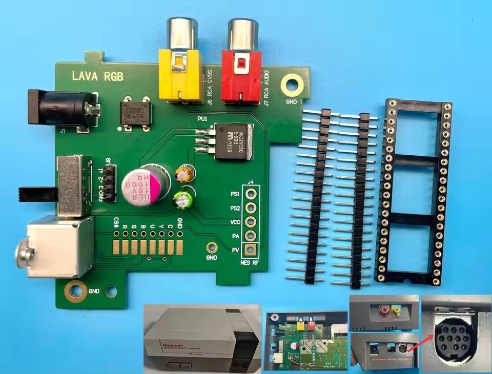 Lava RGB 2.0 Mod Kit For NES Famicom Video Upgrade Board 24-Bit RGBS S-Video