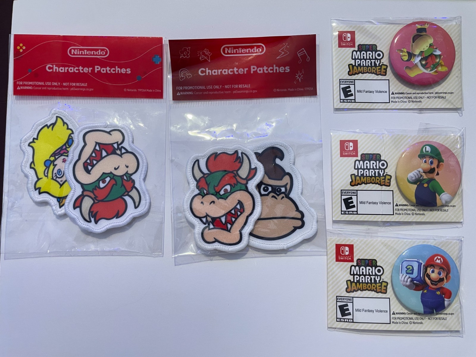 Official My Nintendo Rewards Nintendo Collector Lot: Pins and Character patches
