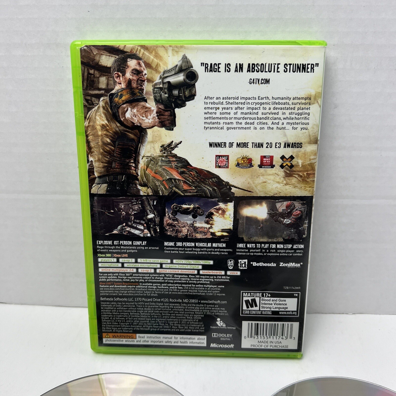 Rage Microsoft Xbox 360 Video Game No Manual