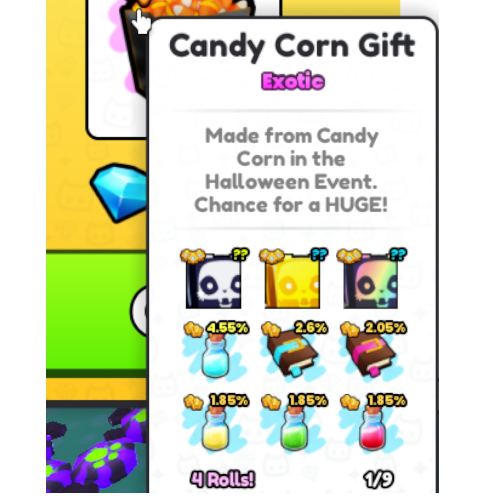 Pet Simulator 99. 321x Candy Corn Gift + 3M Diamonds. PS99. Same Day