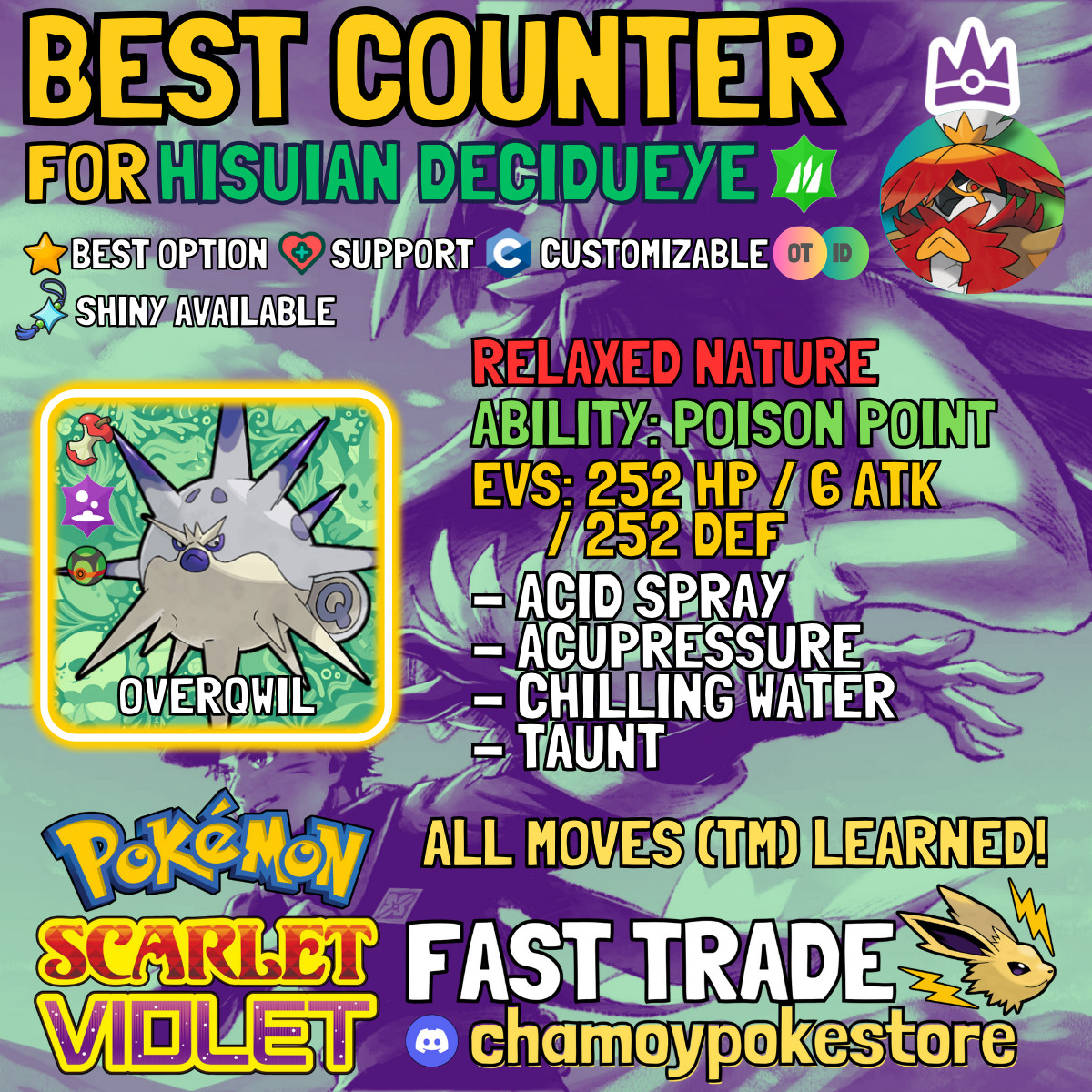 HISUIAN DECIDUEYE Tera Raid Counters ⚡ 6IV BUNDLE ⚡ Pokemon SCARLET and VIOLET