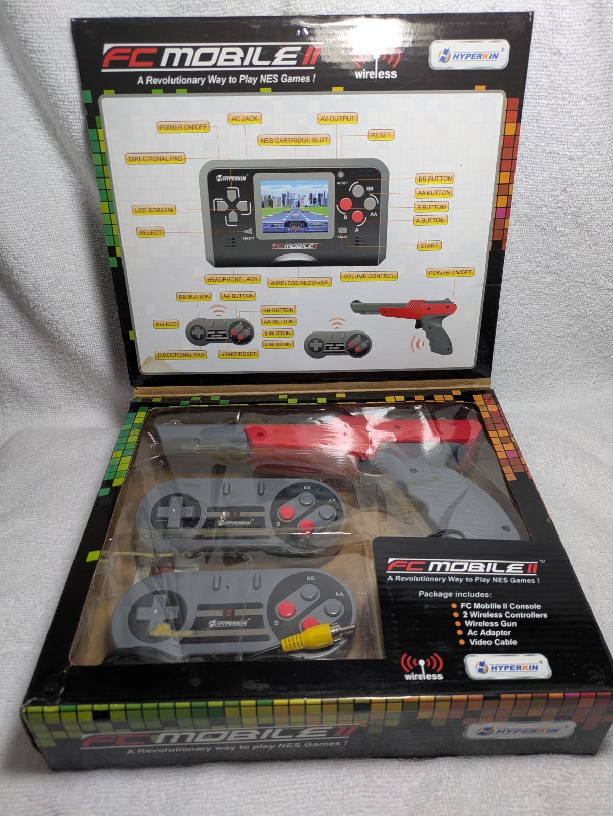 SNES Style Hyperkin 2 USB Wireless Controllers Gun Extra Power Cord and Box READ