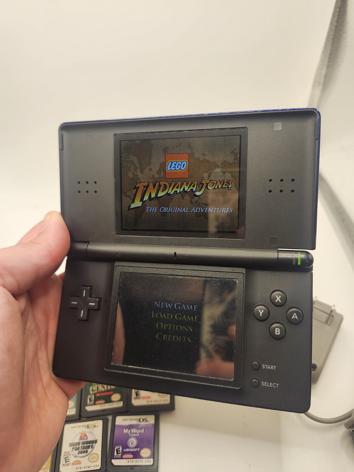 Nintendo DS Lite Console USG-001 Cobalt Blue/Black Charger TESTED With 8 Games
