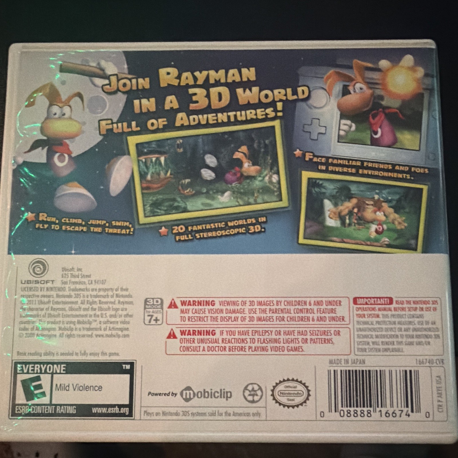 Ubisoft Rayman 3D Nintendo 3DS w/ Manual Platformer Action E NTSC-U/C 2011