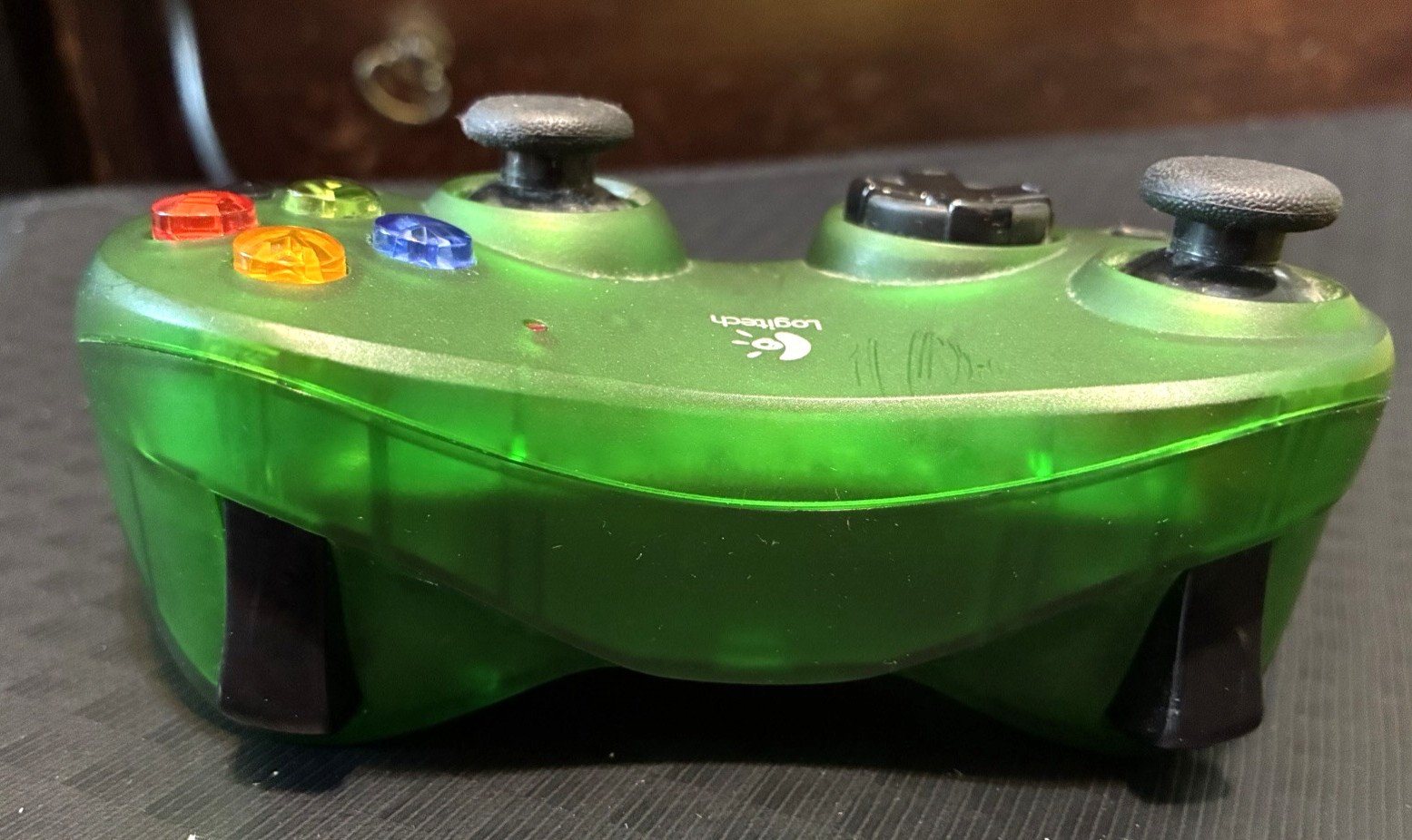 Vintage Logitech Green Attack Controller XBox Lights up Not Tested