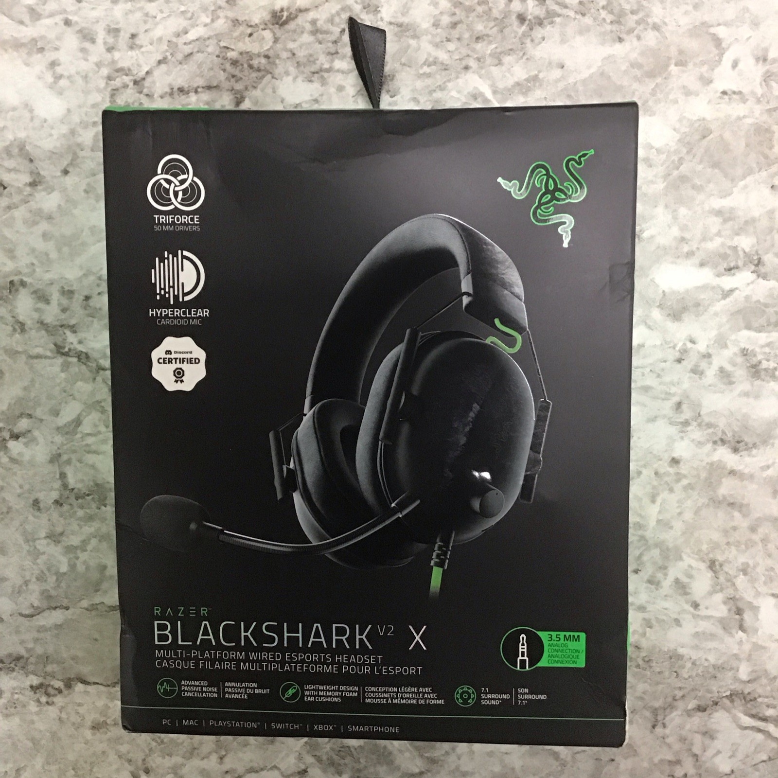 BlackShark V2 X Headset Razer TriForce 50mm Drivers Standard breathable memory 8