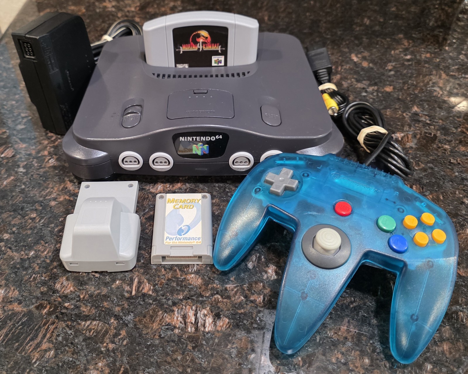 Nintendo 64 Console Bundle w/ Mortal Kombat 4, Rumble Pak & Memory Card