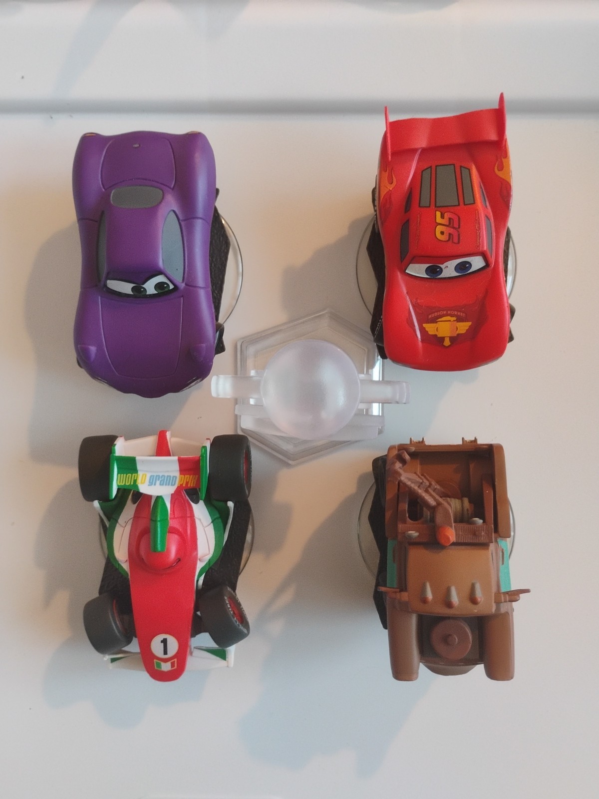 Disney Infinity Cars Playset Lightning McQueen Tow Mater Crystal Lot Of 5