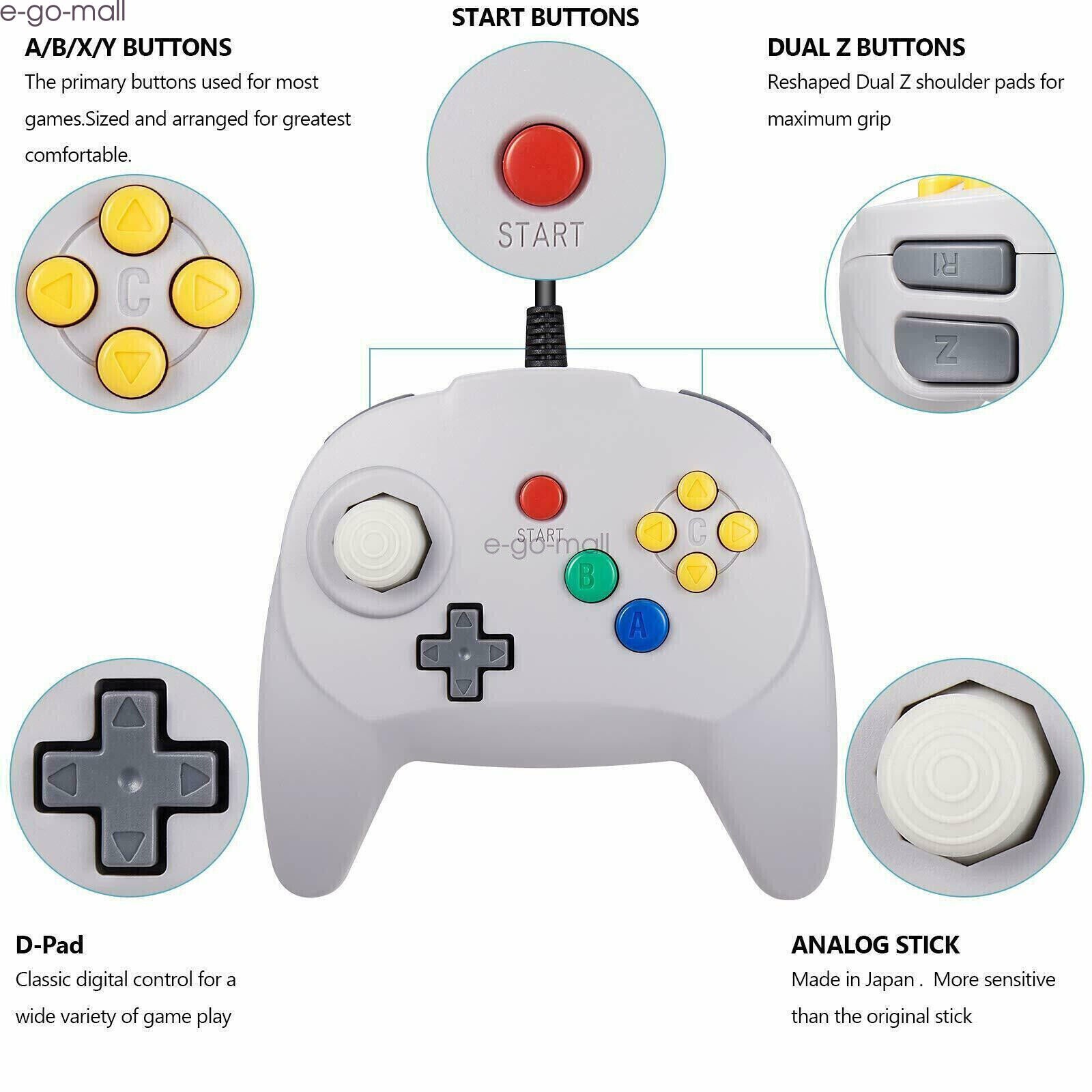 Choose Nintendo 64 Controller Color/Extension Cords! Mario Kart N64 Game System