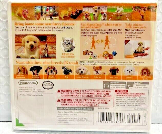 Nintendogs + Cats: Golden Retriever & New Friends 3DS Brand New Game (2011 Pet)