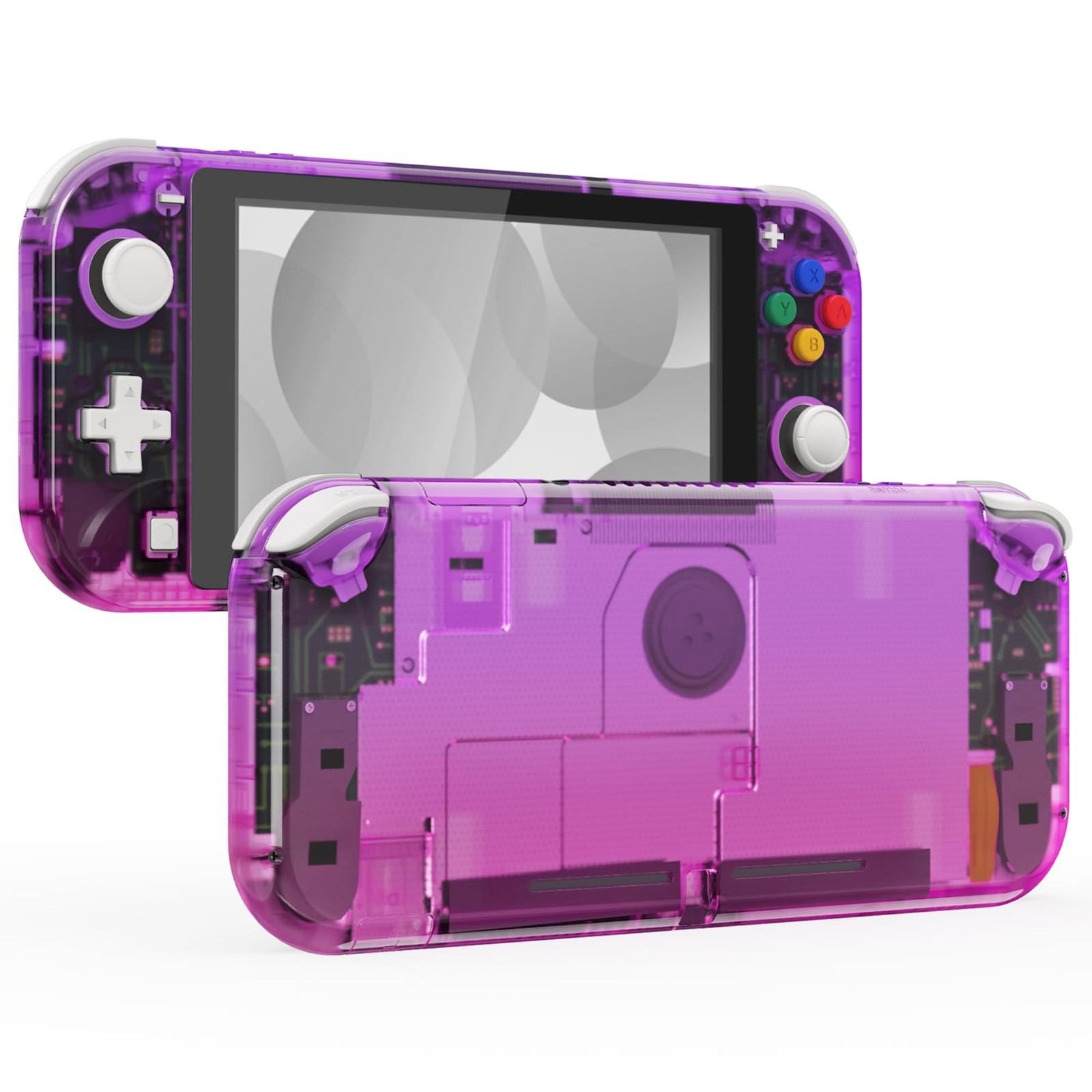 eXtremeRate Custom Case Cover for Switch Lite: Gradient Clear Purple Rose Red