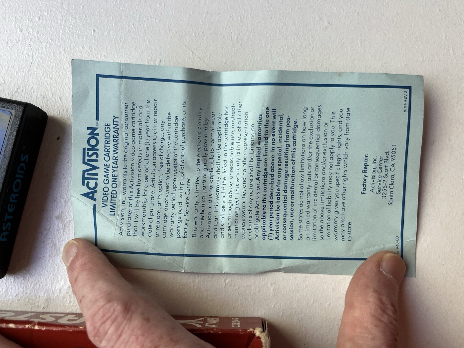Asteroids Atari 2600 1981 Cartridge + Box + Warranty slip